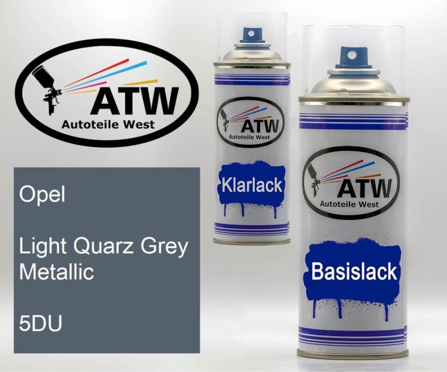 Opel, Light Quarz Grey Metallic, 5DU: 400ml Sprühdose + 400ml Klarlack - Set, von ATW Autoteile West.